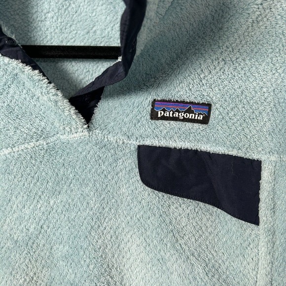 Patagonia Jacket Womens S Small blue Fleece Snap Buttons Pockets Logo - Picture 2 of 6